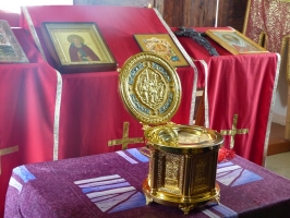 Мощи св. прп Сергия Радонежского в скиту Новомучеников Омских Тарская епархия