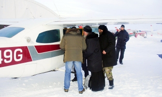 Полет на самолете с иконой прп Сергия Радонежского над Омском, Тарой и Вяткой